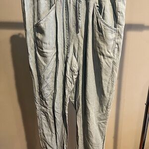 Calvin Klein Women Large Pull On Pant Jogger Lyocell Chambray Blue Elastic Waist